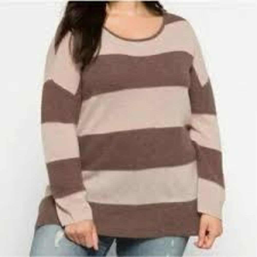 NWT Lusso The Label 100% Cashmere Striped Sweater Size 2X